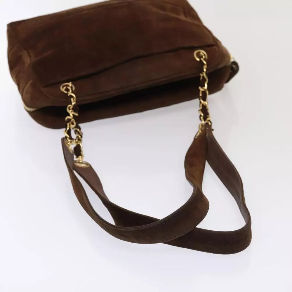 CHANEL Tote Bag Suede Brown Gold CC Auth ep5443 - Picture 9 of 16